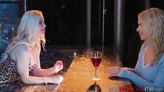 The bartender, a captivating lesbian with striking blonde hair, seduces the naive teenager