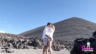 We climbed a volcano and he finished in my mouth