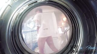 Girl was looking for panties in the washing machine and had intimate contact with her boyfriend