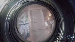 Girl was looking for panties in the washing machine and had intimate contact with her boyfriend
