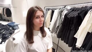 Girl cheats on her boyfriend in the fitting room, risking it all for a thrill
