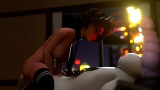 Aunt Cass shakes big ass on Baymax’s cock in 3D