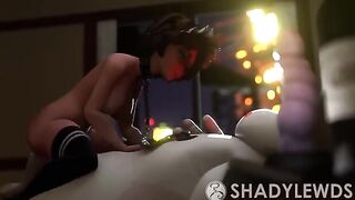 Aunt Cass shakes big ass on Baymax’s cock in 3D