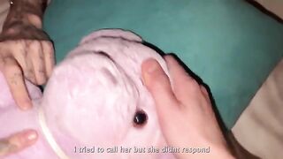 The birthday girl received a cock as a present from friend