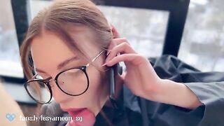 A slut talking on the phone with her husband while being fucked