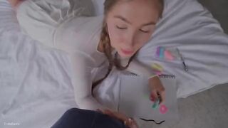 A guy taught stepsister to suck cock and she did it perfectly