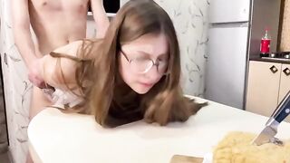 A stepsister joins her brother for a nerdy photo session