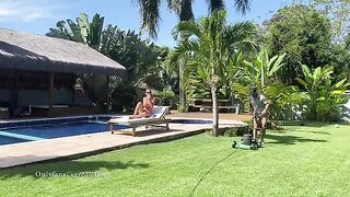 My gardener is good for nothing, but he fucks me hard by the pool