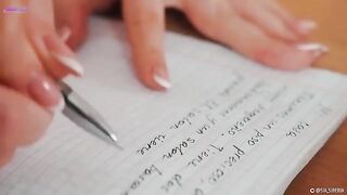 A hot girl squirts while teaching Spanish lessons, showcasing her skills