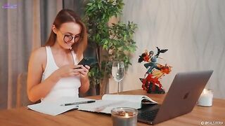 A hot girl squirts while teaching Spanish lessons, showcasing her skills