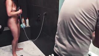 A guy got his dick ruined in the shower by a hot brunette