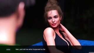 Playing PC game with animated characters, measuring cum