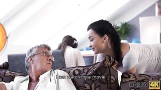 Old guy fucks his son's red-haired GF Erica Black, a taboo fantasy brought to life by Daddy4K