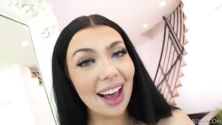 The girl with the big ass Holly Day makes a deep blowjob