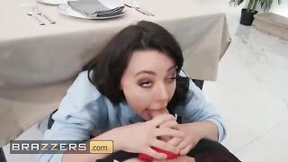 Whitney Wright sneaks under the table and gives Van a blowjob