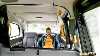 Redhead slut Kiara squirted all over the taxi driver's dick