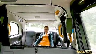 Redhead slut Kiara squirted all over the taxi driver's dick