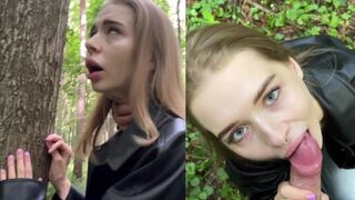 A hot chick is fucking with her boyfriend in the forest. Very risky!