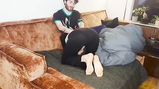 The couple has an intense sex session under the blanket, showcasing real intimacy