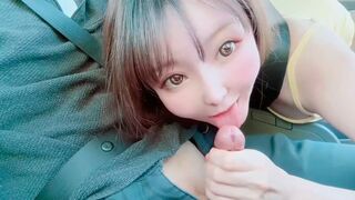 A juicy Asian girl got fucked hard on the back seat of a car