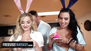 Two Easter bunnies, Blake Blossom and Sandy Love, get fucked while preparing for the holiday