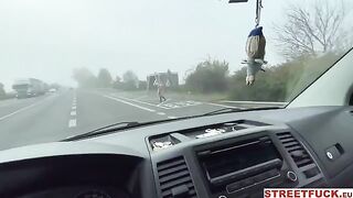 Sky Pierce gets horny while driving and flashes her big ass
