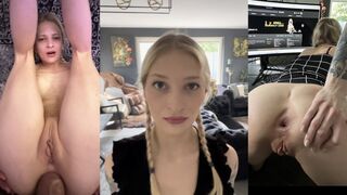 Young teen enjoys rough anal sex and cum inside