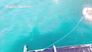 A girl is fucking on a yacht in public, showcasing her big ass Latina curves