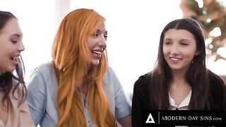 Lauren Phillips helps virgins Lily Larimar and Maya Woulfe