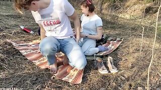 A girl went camping with her boyfriend, but she didn’t behave herself