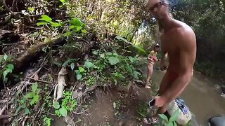 Sex in the jungle river, passionate and adventurous outdoor encounter