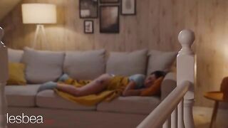 Two hot lesbo babes enjoy a vibrator and each other’s pussies