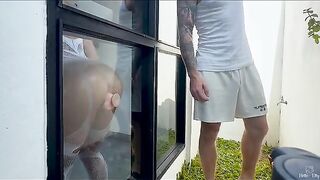 A blonde babe shows her new neighbor her favorite toy
