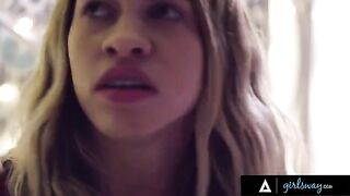Popular college girl Gia Derza caught bullied teen Khloe Kapri in the bathroom