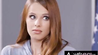 A detective Redhead girl investigates a sexy Jillian Janson in their classroom