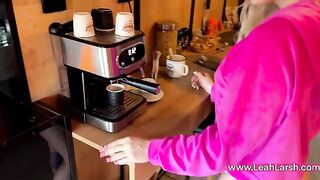 A good morning with a special coffee for a tattooed beauty