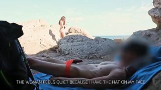 A girl was caught masturbating on the beach and helped finish