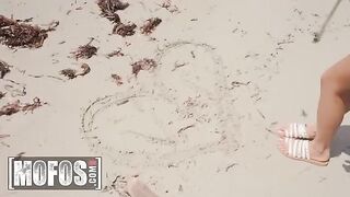 Petite Asian teen Vina Sky gets fucked on the beach before getting her mouth filled with cum