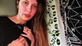 My stepsister sucks cock while her GF plays computer in the room