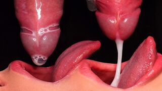 A girl broke the condom and got all the cum in her mouth during an intense session