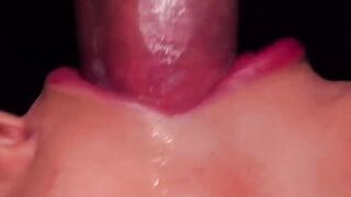 A girl broke the condom and got all the cum in her mouth during an intense session