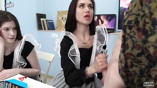 The labor teacher has two students for an intense, passionate encounter