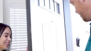Skinny teen Dakota Tyler gets smashed by her tutor in a passionate scene