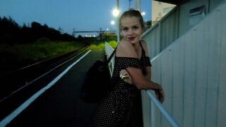 The confused girl waited for the train and got a cock, creampie and cum on her pussy