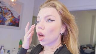 A cute girl passionately fucked, her pink pussy dripping wet