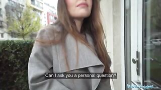 A cute babysitter agreed to sex with a stranger for money in this steamy Public Agent scene