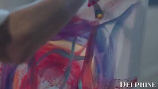 Hot MILF Silvia Saige teaches art to her student in a steamy session