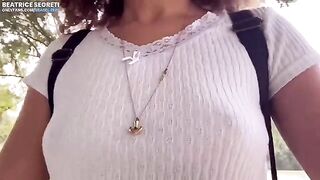 Babe masturbating on the beach and reaching an orgasm
