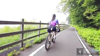 A sexy girl has sex while cycling without any restrictions