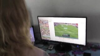 A teen girl gets fucked at home while playing video games